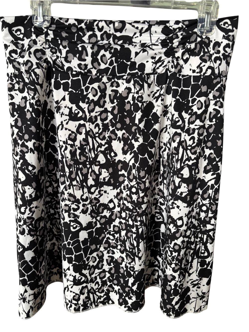 Women's medium Tranquility brand black, white and gray patterned skirt.
